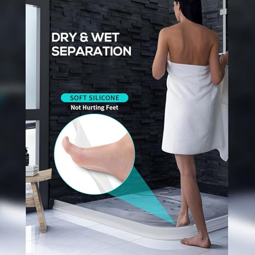 3ft/5ft/6ft/8ft10ft Collapsible Shower Threshold Water Dam Water Barrier for Shower and Water Stopper Keeps Water Inside Water Threshold for Wet and Dry Separation (10ft, Clear) - color: Clear, style: 10ft
