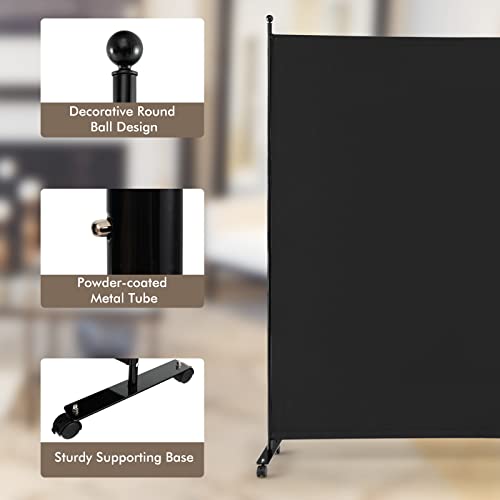 Giantex 73" x 73" Single Panel Room Divider with Wheels, Black | Mobile Privacy Screen with Lockable Casters, Rolling Fabric Partition Wall for Home, Office, Studio - color: Black, size: 73''W x 73''H (1 Panel)