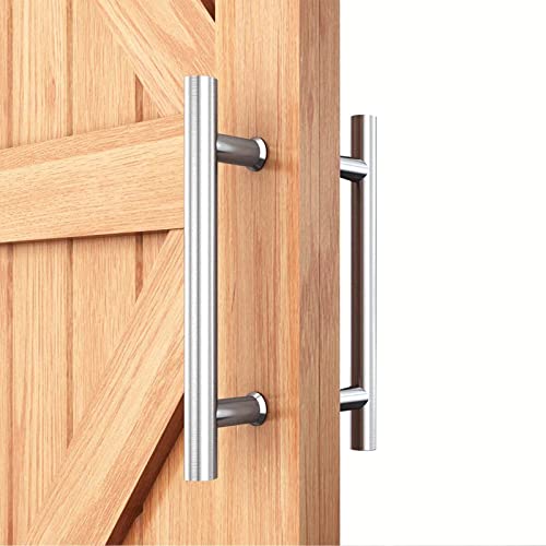 12" Stainless Steel Double Sided Push Pull Door Handle,H Shape Sliding Door Handle,Brushed,Fit for Glass Door Wooden Door - size: 12inch*1