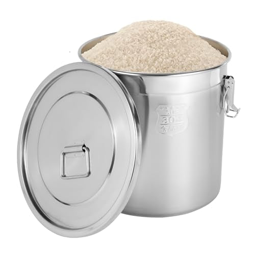 DYNAMI 8.7Gal 304 Stainless Steel Bucket Milk Can with Airtight Lid | 33L Metal Food Storage Bucket with Locking Buckle,Leak-Proof Oil Container Milk Transport Bucket Flour Storage Container
