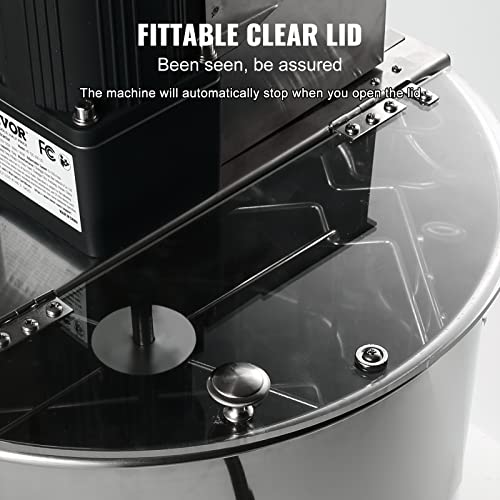 VEVOR Electric Honey Extractor, 4/8 Frame, Silver | Stainless Steel, Transparent Lid, Height Adjustable Stand, Honeycomb Drum Spinner, Apiary Centrifuge Equipment - style: 8 Frame Rack(4 Deep Frames)