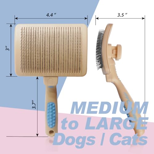 Pet Slicker Brush for Large Dogs, Plastic Handle, Gently Remove Tangled and Mats Hair, Pet Grooming Brush Tool, Sheepskin Wool Carders (5" Pad Quick Cleaning) - size: 8" Quick Cleaning