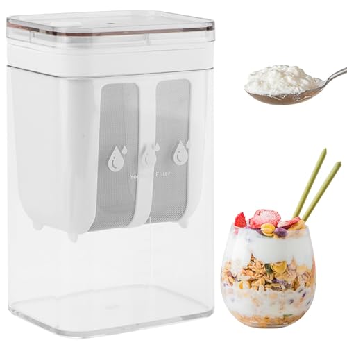 Yogurt Strainer 1100ML (1.16 Quarts/0.29GAL),Yogurts-Filter Milk Strainer with Fine Mesh Bag,Lid And Scale Mark, for Making Thick Greek-Yogurts,Soybean Milk,Berries,Soup,Fruit Juice