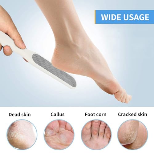 Fu Store 2 Pack Foot Files Callus Remover Foot Rasp Dual Sided Foot File | Stainless Steel Surface Pedicure Tools Professional Scrubber Premium for Feet Care Remove Hard Skin - color: White