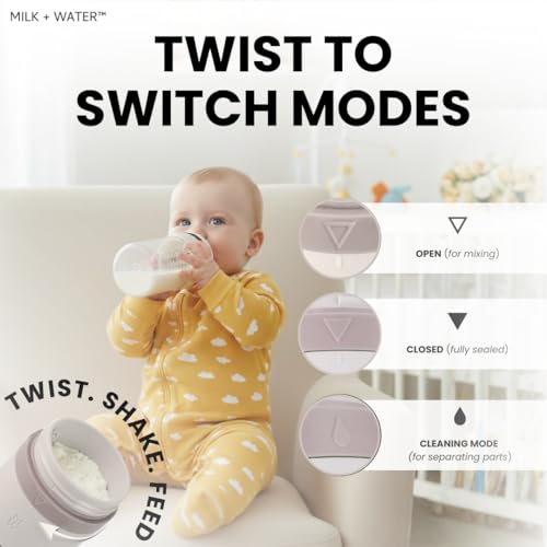 MILK & WATER Glass All-in-One Baby Bottle with Anti Colic Nipple - color: Dusty Pink