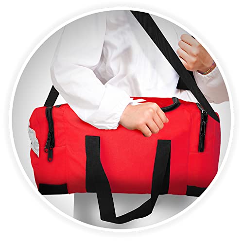 ASA TECHMED Large EMT First Responder Trauma Medical Bag Empty for Home 21x12x9 Inches, Office, School, EMTs, Paramedics, First Responders, Red - color: Red