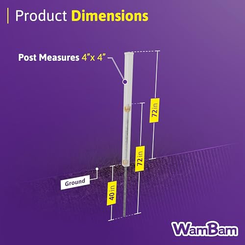 WamBam 6ft White Vinyl Finishing Post | No Dig, Steel Pipe Anchor, for Cambridge Fence, BL19112 - color: 6ft Tall Finishing Post