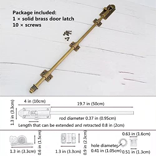 Heavy Duty Cane Bolts for Gates 23.7'',Barrel Bolt Latch Super Lengthen,Thickened Drop Bolts for Gates,Garage Bolts Solid cast Copper Sliding Lock for gate Latch - color: Antique Brass