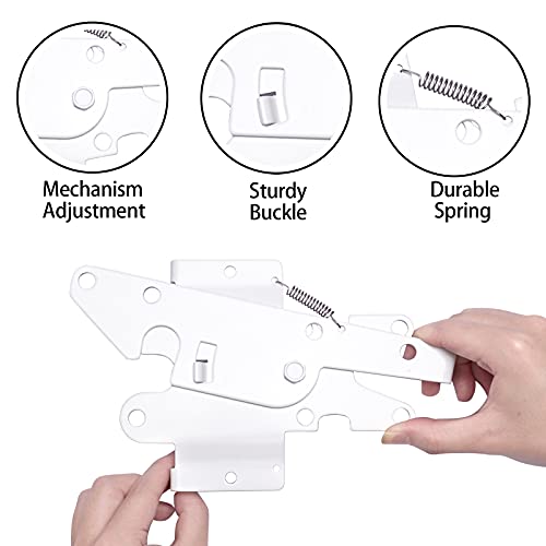 Heavy Duty Gate Latch, Post Mount Automatic Self-Closing Door Latch,for Wooden/Vinyl Fence, Pool,Garden Outdoor, W/Mounting Screws (White) - color: White