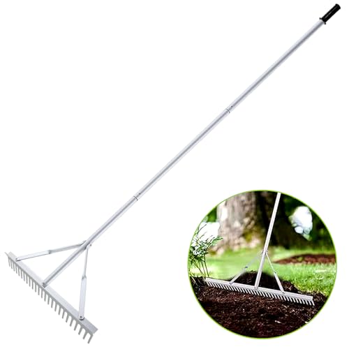 24 Inch Aluminum Landscape Rake | Garden Rake, Heavy Duty, Metal Construction, Multi-Purpose: Lawns, Soil, Lake, Beach - style: 24 Inch Landscape Rake