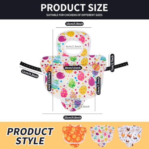 Chicken Saddles for Hens, Chicken Apron Hen Saddle with Adjustable Strap, Extended Shoulder Wing & Tail Coverage Protection Anti-Pecking Poultry Back Protector for Feather Recovery (Easter Eggs) - color: Easter eggs