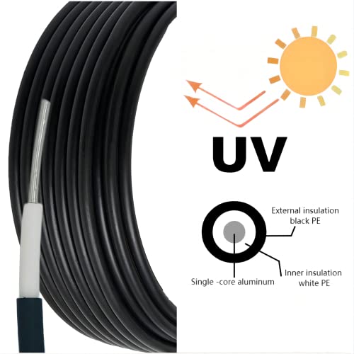 16 Gauge 164ft Electric Fence Double Insulated Wire | Heavy-Duty Underground Hard Cable, Aluminum Core Low Resistance, 15Kv. For Direct Burial, Under Gates. Includes Split Bolt - size: 50meters/164ft
