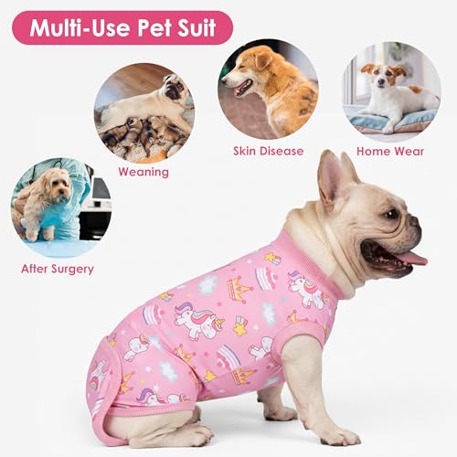 cyeollo Recovery Suit for Dogs Surgery Surgical Dog Onesie, Unicorn, S | Spay & Neuter Body Suit, Prevents Licking Dog Surgical Suit, E-Collar Cone Alternative, Protects Wounds, Easy Potty Access - color: 2# Unicorn, size: Small (Back: 12"-15")