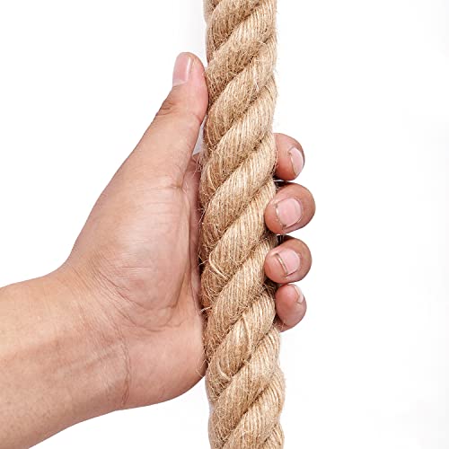 Rope 1 1/4 Inch 50 Feet Jute Rope, Heavy Duty Jute Rope,Natural Hemp Rope, Twisted Hemp Rope for Crafts, Gardening, Bundling,Hammock, Nautical, Tug of War, Railings, Home Decorating - size: 50Ft, style: 1-1/4 Inch