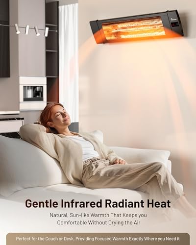DR. INFRARED HEATER Portable Infrared Indoor and Outdoor Space Heater for Patio, Garage, Commercial & Residential With Remote Control, Without Thermostat, Black - size: 35 Inches