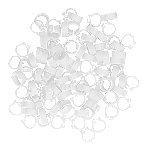 Zerodis 100PCS 8mm Leg Rings, Plastic Identification Bands for Pigeons, with Reusable Easy to Install for Poultry Dove Marking (White) - color: White