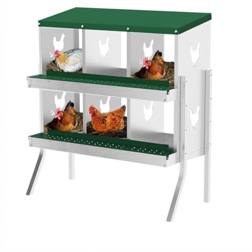 Chicken Nesting Box, 6-Hole Nesting Boxes with Bracket Legs, Removable Tray, Ventilation Holes, Easy Egg Collection & Cleaning, Laying Boxes for Hens, Green - color: Green, size: 32.1"L x 16.9"W x 26.6"H