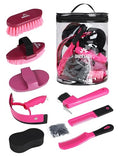 Shinewell Horse Grooming Kit, Complete Horse Brush Set, Equine Grooming Tools for Shedding & Daily Care Pink - color: Pink