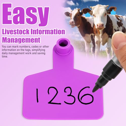 Blank Cattle Ear Tags 100 Pieces Livestock Identification Tags Blank Livestock Ear Tags for Cattle Cow Pig Goat Sheep Dog (Purple 3x2.5'') - color: Purple 3x2.5''