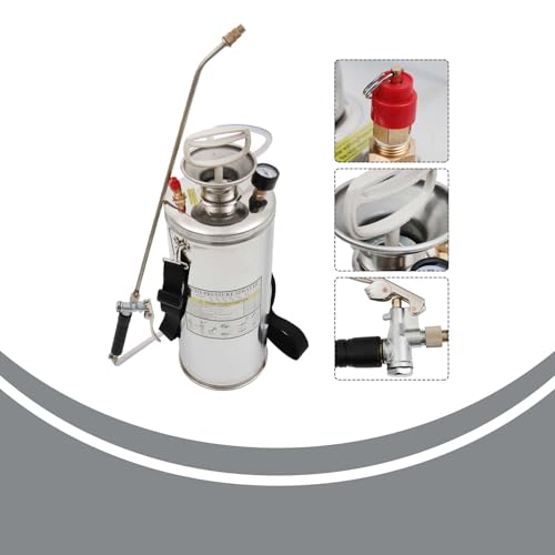 2-Gallon Stainless Steel Sprayer with 20-Inch Nozzle and 3-Foot Hose 8-Liter Large-Capacity Agricultural Spraying Equipment Garden and Lawn Spraye