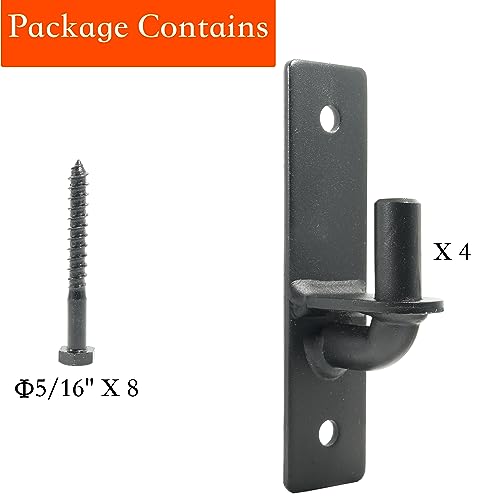 Wall Mount 4 Pack Gate Hinge Black, Sturdy Fence Post Chain Link Hinges with 5/8 Pin - color: Black（4）