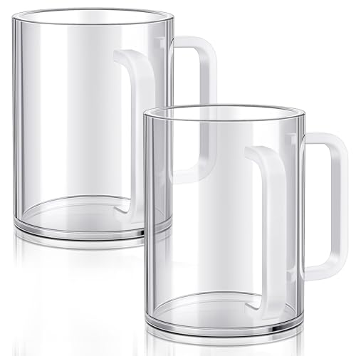 Dingion 2 Pcs Judaica Hand Washing Cup Jewish Netilat Yadayim,White Handle | Clear Acrylic 5' Negel Vasser Cups Smooth Sturdy White Dual Handles Classic Judaica Vessel Netilat Yadayim Ritual - color: White Handle