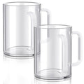 Dingion 2 Pcs Judaica Hand Washing Cup Jewish Netilat Yadayim,White Handle | Clear Acrylic 5' Negel Vasser Cups Smooth Sturdy White Dual Handles Classic Judaica Vessel Netilat Yadayim Ritual - color: White Handle