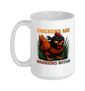 Chickens Are Warriors Within Funny Poultry Ninja Ceramic Mug, White, 15oz - color: White, size: 15 Ounces