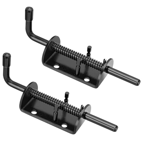 Spring Loaded Gate Latch Pin Barrel Bolt 6in Durable Solid Steel for Shed Doors Wood Metal Gate Black - 2pcs - style: Black 6in 2pcs