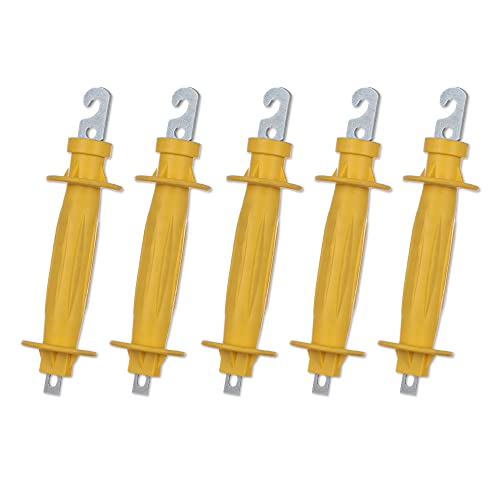 5-Pack Electric Fence Insulated Rubber Gate Handles, Yellow | Spring Hook · Secure Insulation · Comfortable Grip · High-Visibility Yellow · For Farms & Temporary Fencing