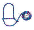 Weaver Leather Livestock Poly Rope Sheep Halter with Snap, Hurricane Blue/Royal Blue/Rose, Average - color: Hurricane Blue/Royal Blue/Rose
