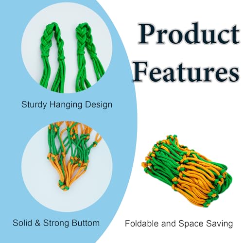 2PCS Slow Feed Hay Net for Horses, Heavy Duty Nylon Hanging Hay Bags, 40Inch Length with 2.36Inch Anti-Waste Hay Feeder for Goats Horses, Yellow Green