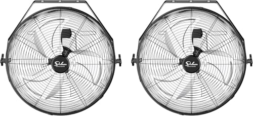 Simple Deluxe 18 Inch Industrial Wall Mount 3 Speed Commercial Ventilation Metal Fan for Warehouse, Greenhouse, Workshop, Patio, Factory and Basement(Black) - size: 18 Inch, style: 2 Pack