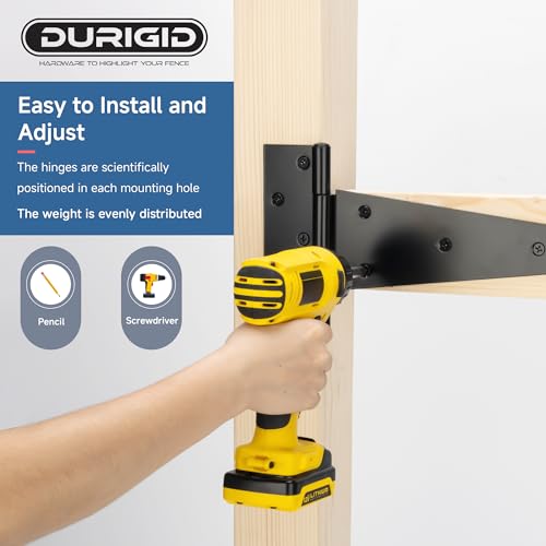 2 Pack 12 Inch T Hinge, Heavy Duty Hinges for Wood, Shed Door Hardware, Fence Hinges for Outdoor Gates, Barn Door, Gate Hinges Used for Heavy Duty Wood Fence, Ideal Outdoor Useage - size: 12 Inch