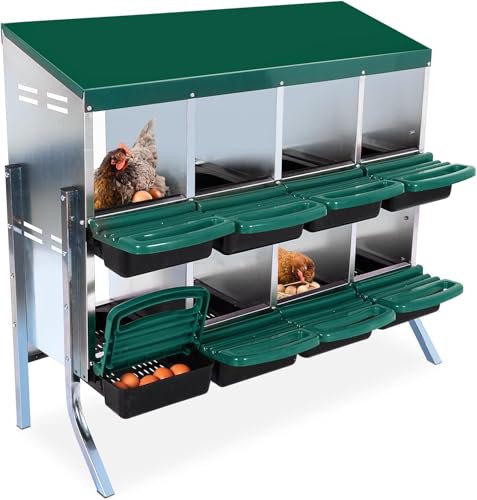 Chicken Nesting Boxes,8 Compartment Nesting Boxes for Laying Eggs with Legs,Wall Mount Poultry Roll Away Chicken Laying Boxes,Easy Egg Collection,Cleanable Pull Out Hen Roosting Boxes