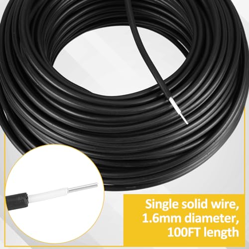 Kanayu Electric Fence Wire Double Insulated,Black,100 Ft, 14 Guage | Underground Fence Wire, Hard Core Cable, Spooled on Plastic Reel - size: 100 Ft, 14 Guage