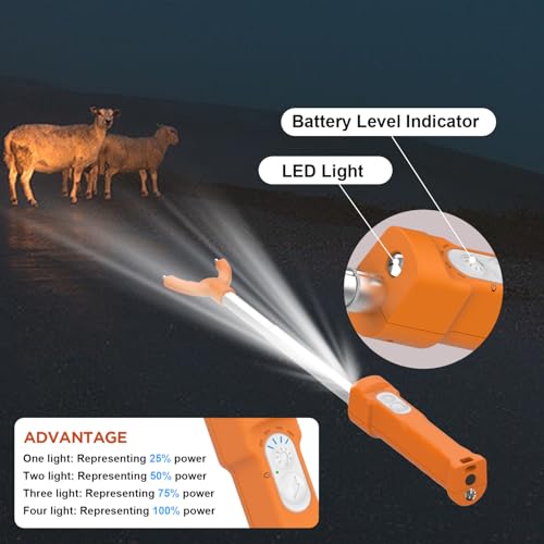 Cattle Prod, Waterproof Electric Livestock Prod for Cattle with LED Light, Retractable and Cattle Prod Livestock for Cows Hogs Sheep and More -37In - color: Orange