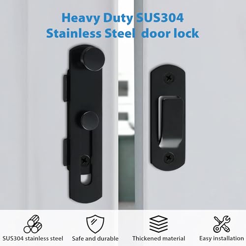 Alise 2pcs 4 Inch Black SUS304 Stainless Steel Gate Latches for Barn Door | Heavy Duty Gate Hardware ,Security Flip Latch,Anti-theft Latch,Safety Door Lock for Barn Wood Fence Sliding French Door - color: Matte Black, size: 4 inch-2p