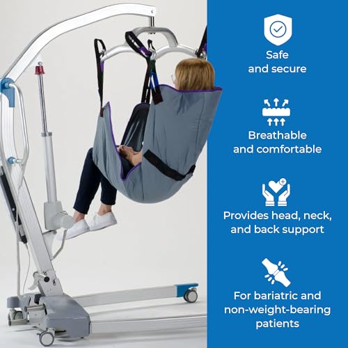 Patient Aid Solid Fabric Full Body Sling for Hoyer Patient Lift Sling | Holds up to 600 lb | Soft Padded Polyester Weave | Full Body Support | Hoyer Safe Lifting for Elderly & Bariatric - size: X-Large