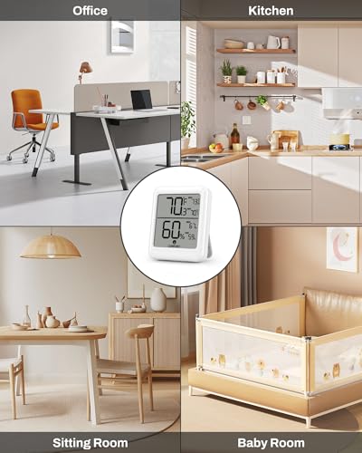 BN-LINK Digital Hygrometer Indoor Room Thermometer with LCD, 2 Pack | Accurate Temperature and Humidity Meter with Large LCD Monitor for Home, Bedroom, Terrarium, Incubator, Greenhouse