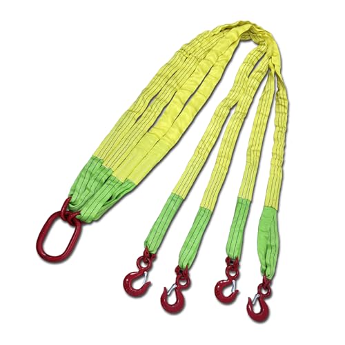 Four Leg Bridle Web Sling 10ft 11023lb Web Slings Belt Type with Hook 3.0 m 5000 kg Light Weight and Flexible Capacity Steel Sling[4leg 5.0t 3m] - size: 4leg-5t-3m