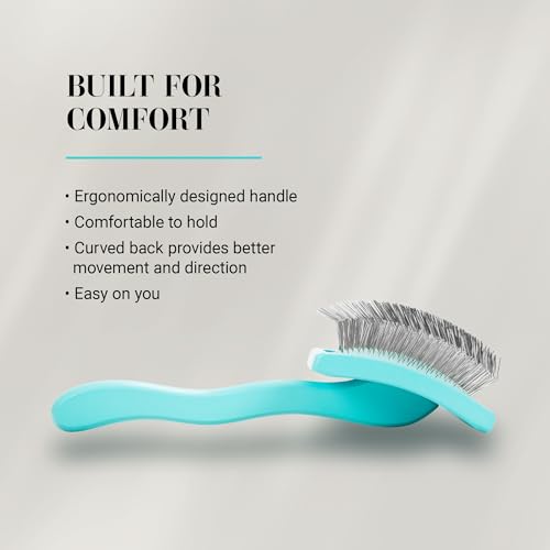 Chris Christensen Big G Dog Slicker Brush for Dogs (Goldendoodles, Labradoodles, Poodles), Groom Like a Professional, Fluff Detangle Style, Saves Time Energy, Teal, Medium - color: Teal, size: Medium