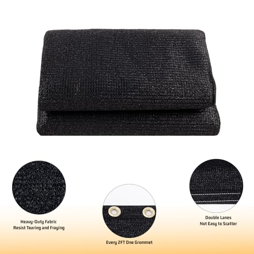 SUNNY GUARD 90% Shade Cloth 4/6/8/10/12 FT with Grommets, 6'x8', Black | Sun Shade Screen Fabric Shade Cover Tarp with Grommets for Pergola, Backyard & Garden, Durable HDPE, Custom Sizes - color: Black, size: 0 6'×0 8'
