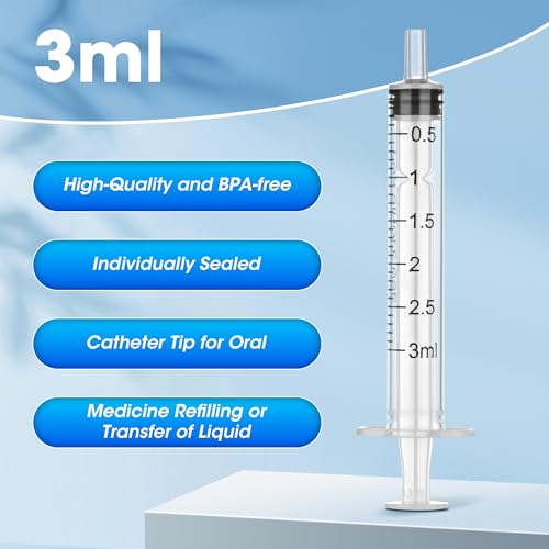 3ml Syringe Without Needle, Syringe with Cap, 30 Pack Individually Wrapped | Clear Scale Markings, Smooth Plunger Movement Enable Accurate Measurement and Controlled Liquid Dispensing - style: 3 ml Luer Slip