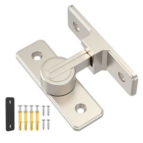 90° Heavy Duty Zinc Alloy Barn Door Lock Nickel 1 Pack | Security Sliding Door Latch for Barn, Garden, Bathroom, Fence, Shed，With Screws & Washers - color: Nickel-1 Pc