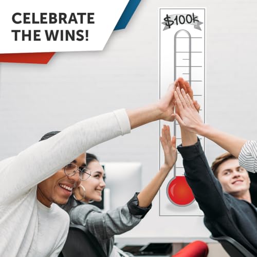 Fundraising Goal Thermometer Chart - 11" x 48", Reusable, Dry Erase Goal Tracker - Great for Schools, Churches, Offices & Charities - color: White