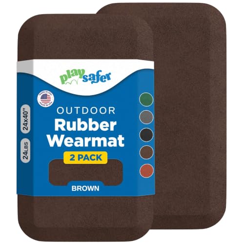 Playground Safety Rubber Wearmat for Swingsets and Slides - 1" Thick X 24" W X 40" L (2 Pack, Brown) - color: Brown, size: 2 Pack (40" L x 24" W x 1" Thick)