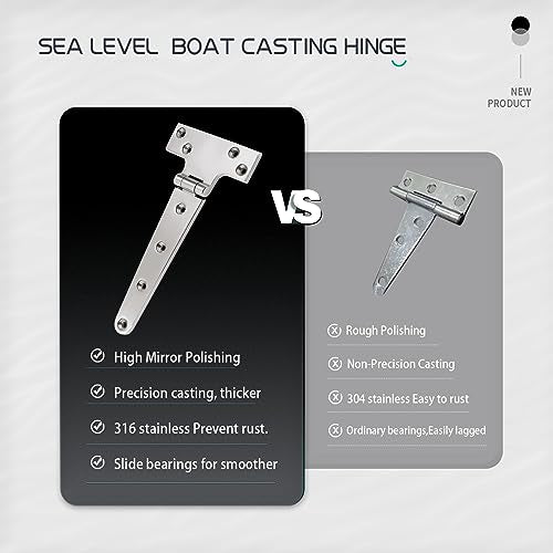 316 Stainless Steel T Hinges Marine Grade 8'' x 4" Heavy Duty Boat Hatch Hinge (196 mm X 97 mm) 2 Pack Casting Cabinet Hardware Door Hinge with Screws - style: 8'' x 4" 2 Pack