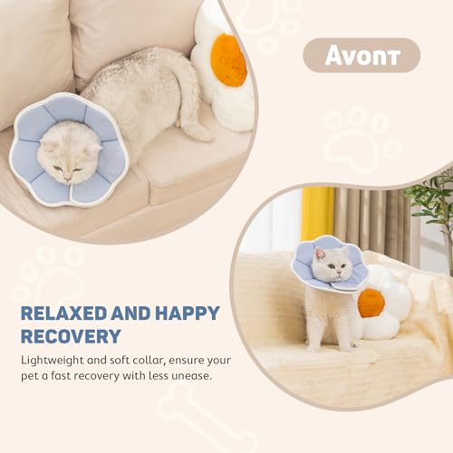 Avont Cat Cone M Adjustable Soft E-Collar, Grey | M fits 9.0-11.5" Depth 4.5" soft breathable anti-lick water-resist easy-clean - color: Grey, size: M(Neck:9.0"-11.5")