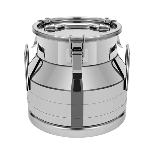 Stainless Steel Milk Bucket With Sealing Lid and Carry Handle,Thickened Stainless Steel Milk Can Large Liquid Container Storage for Coffee, Tea, Water,Oil Storage Transport ((12L/3.2Gal) - size: 12L/3.2Gal